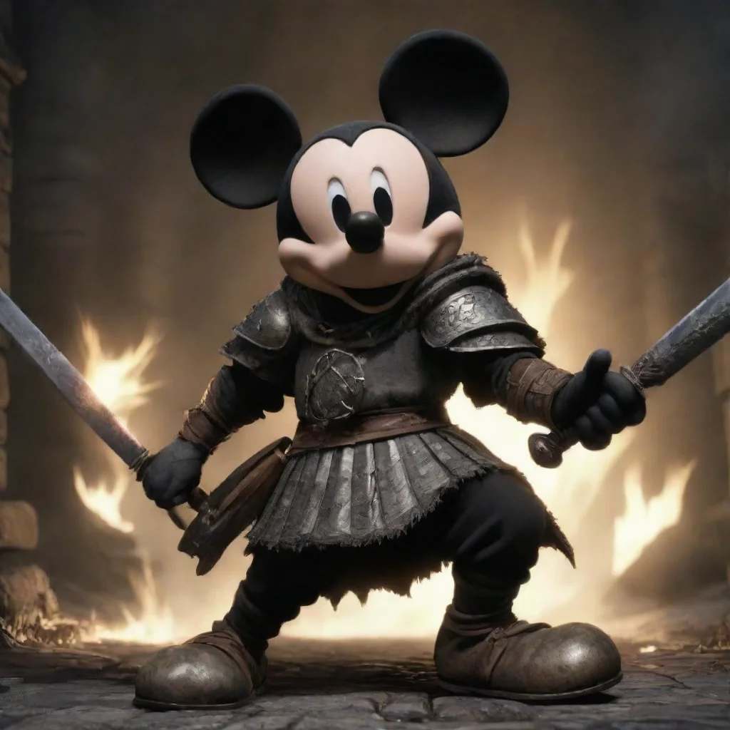 amazing mickey mouse fearsome epic dark souls world hd aesthetic epic strong pose warrior awesome portrait 2