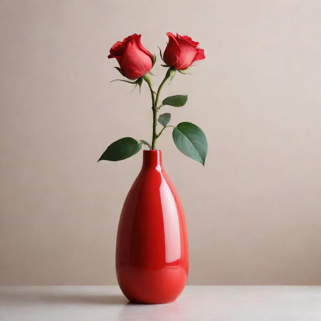 aiamazing minimalist rose in red vase awesome portrait 2