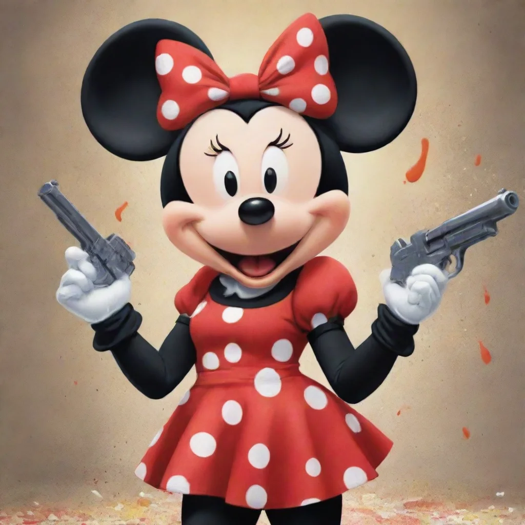 aiamazing minnie mouse from disney with black gloves and gun and mayonnaise splattered everywhere awesome portrait 2