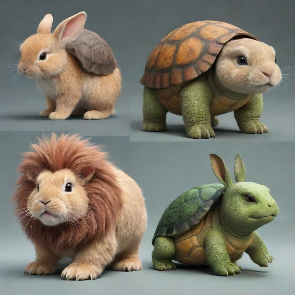 aiamazing mix of rabbit lion and turtle awesome portrait 2