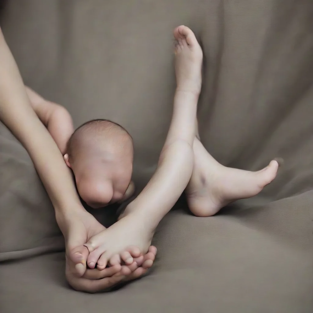 aiamazing mom with tiny son under her foot awesome portrait 2