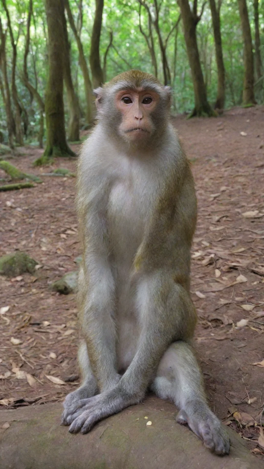 aiamazing monkey sitting forest  awesome portrait 2 tall
