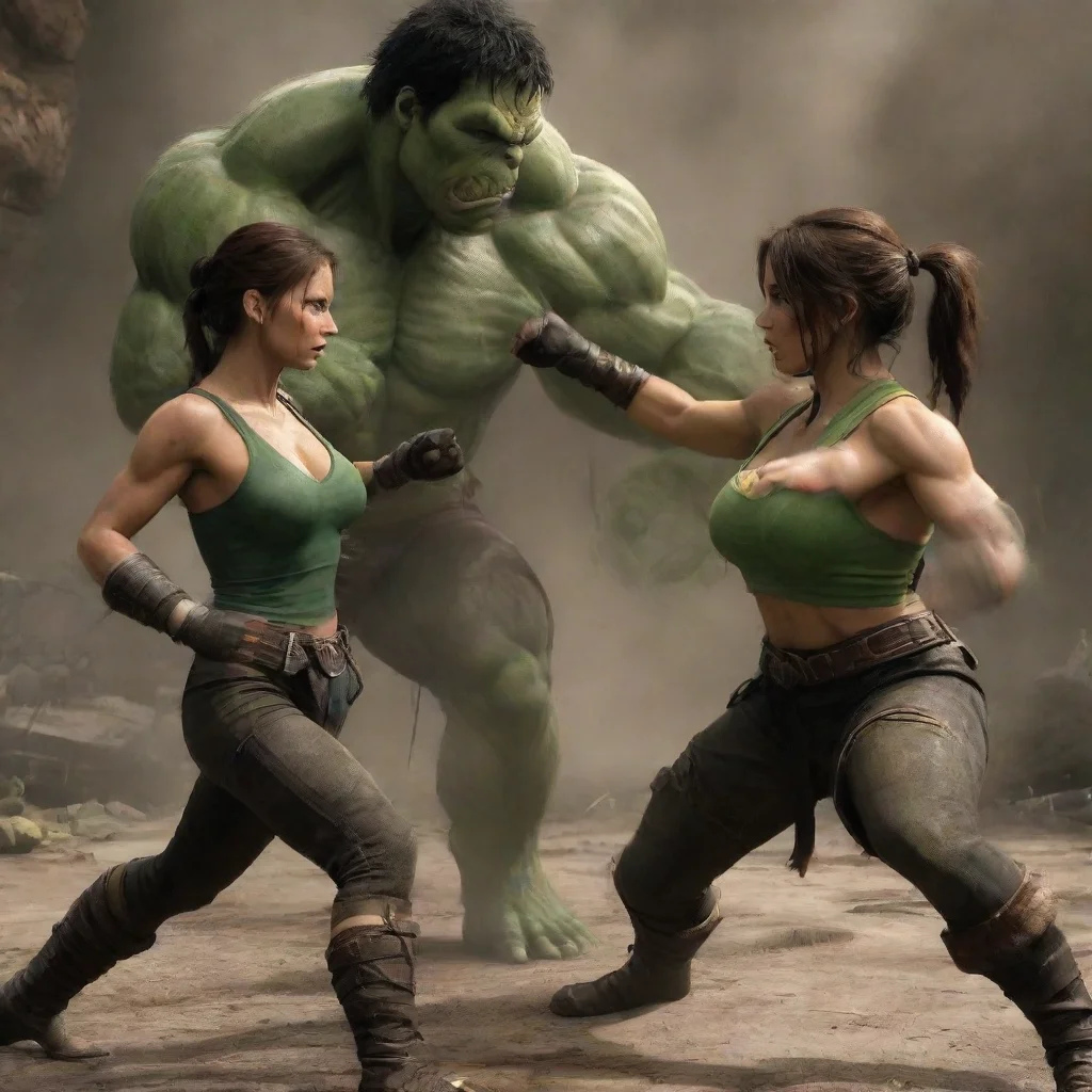 aiamazing mortal kombat fight between lara croft and hulk awesome portrait 2