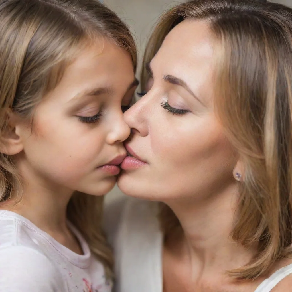 amazing mother and daughter kiss awesome portrait 2