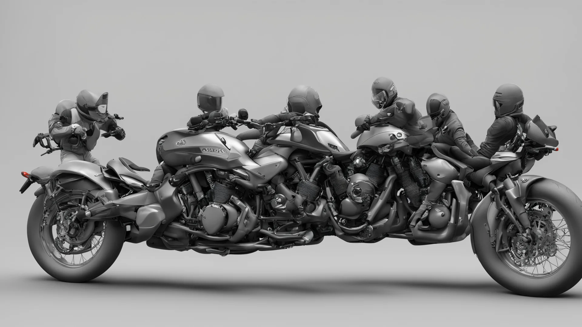 amazing motorcycle 3d model with rider group awesome portrait 2 wide