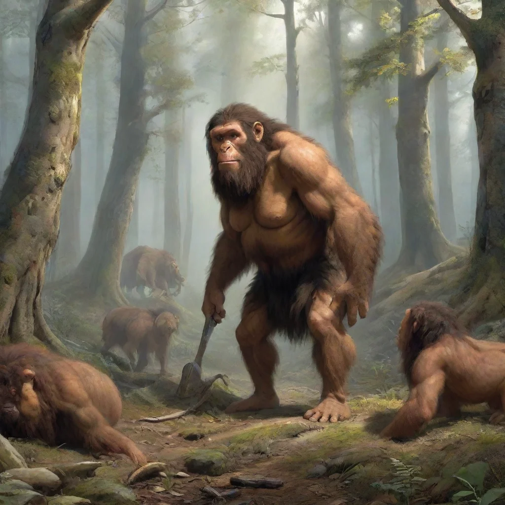 aiamazing neandertal mammot forest hunting awesome portrait 2