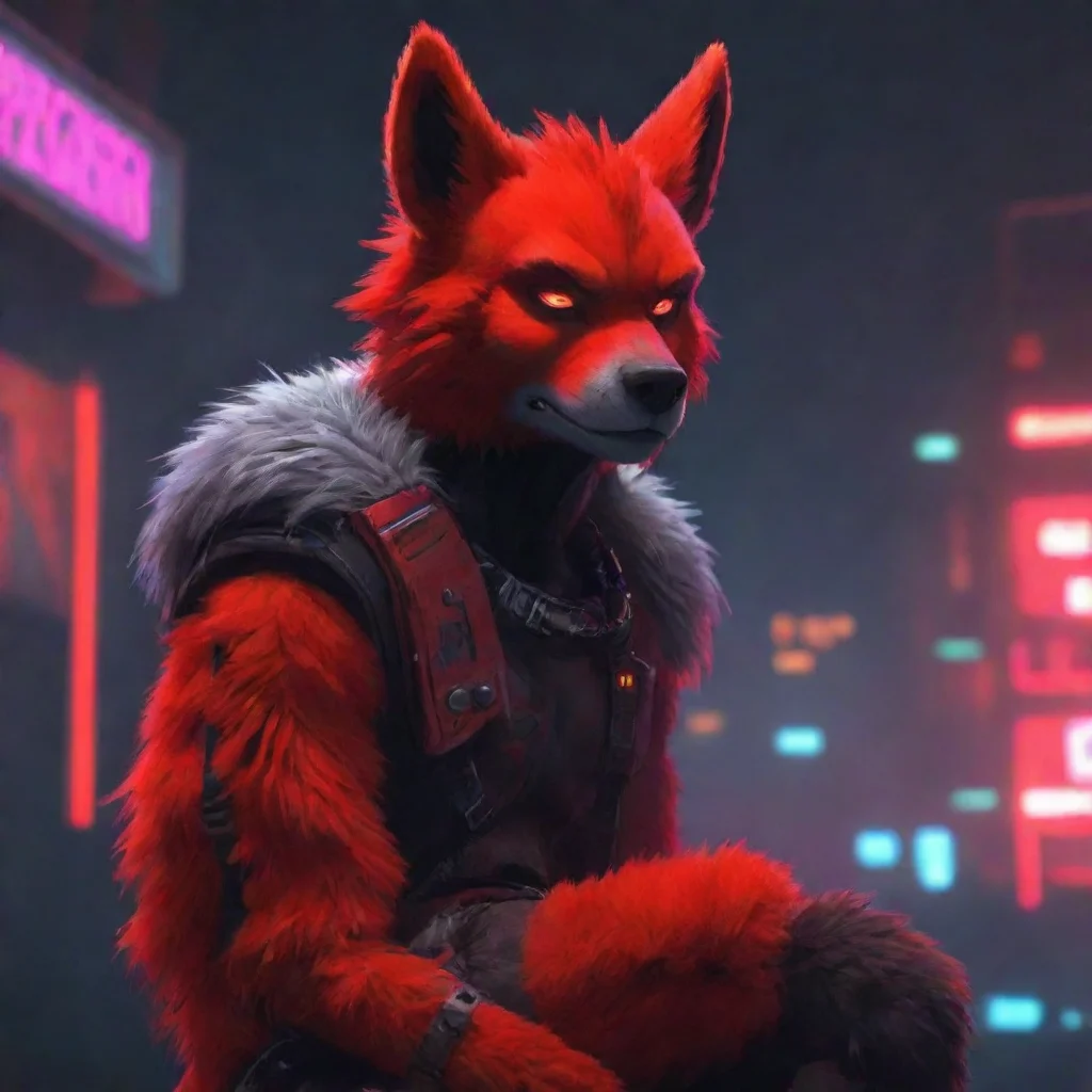 aiamazing neon punk%2C furry%2C protogen%2C red%2C depressed awesome portrait 2