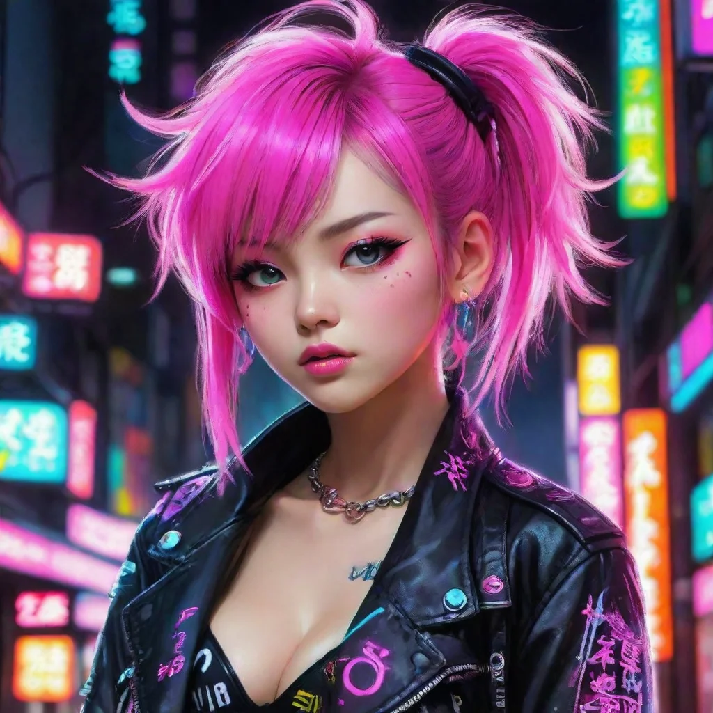 amazing neon punk beauty grace digital art japanese awesome portrait 2