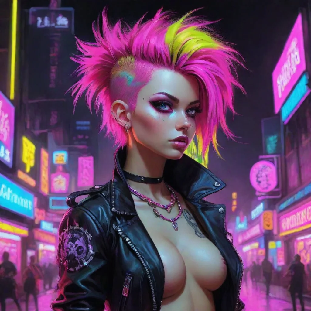 amazing neon punk fantasy art awesome portrait 2