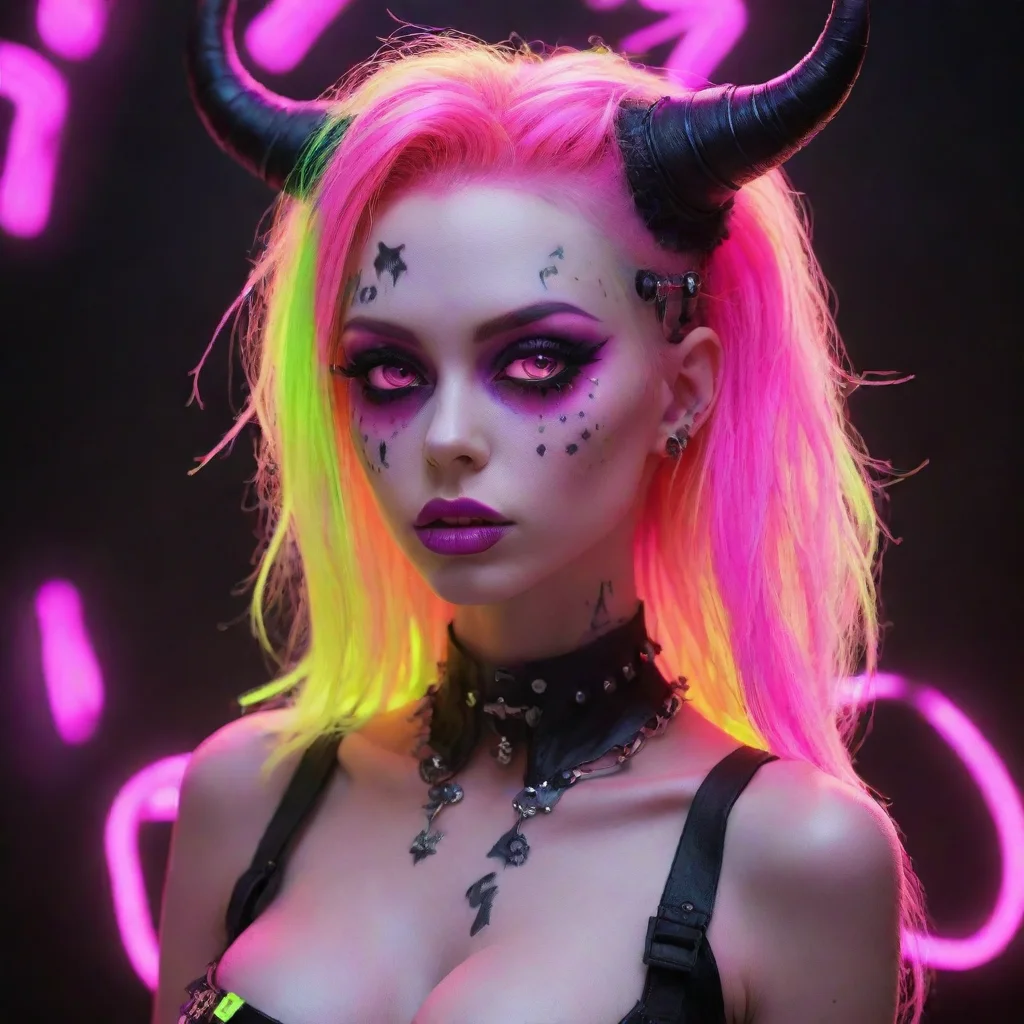 amazing neon punk fantasy sweet demon awesome portrait 2