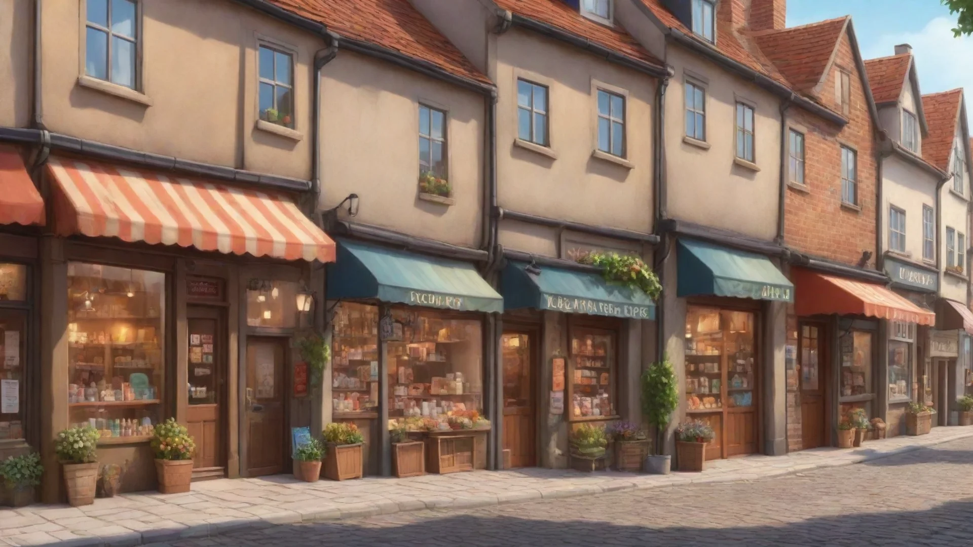 aiamazing nice background detailed cartoon town shops cosy realistic hd art awesome portrait 2 wide