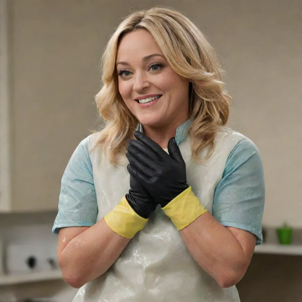 amazing nicole sullivan from blackish  smiling with black nitrile gloves and gun and mayonnaise splattered everywhere awesome portrait 2