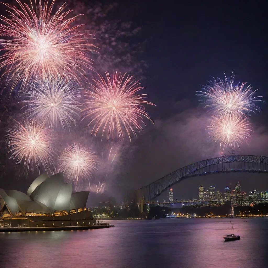 aiamazing night scenes of sydney opera house and harbour bridge with fireworks and thunder lighting  awesome portrait 2