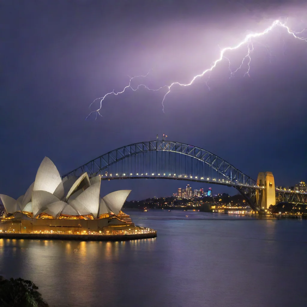 aiamazing night scenes of sydney opera house and harbour bridge with thunder lighting  awesome portrait 2