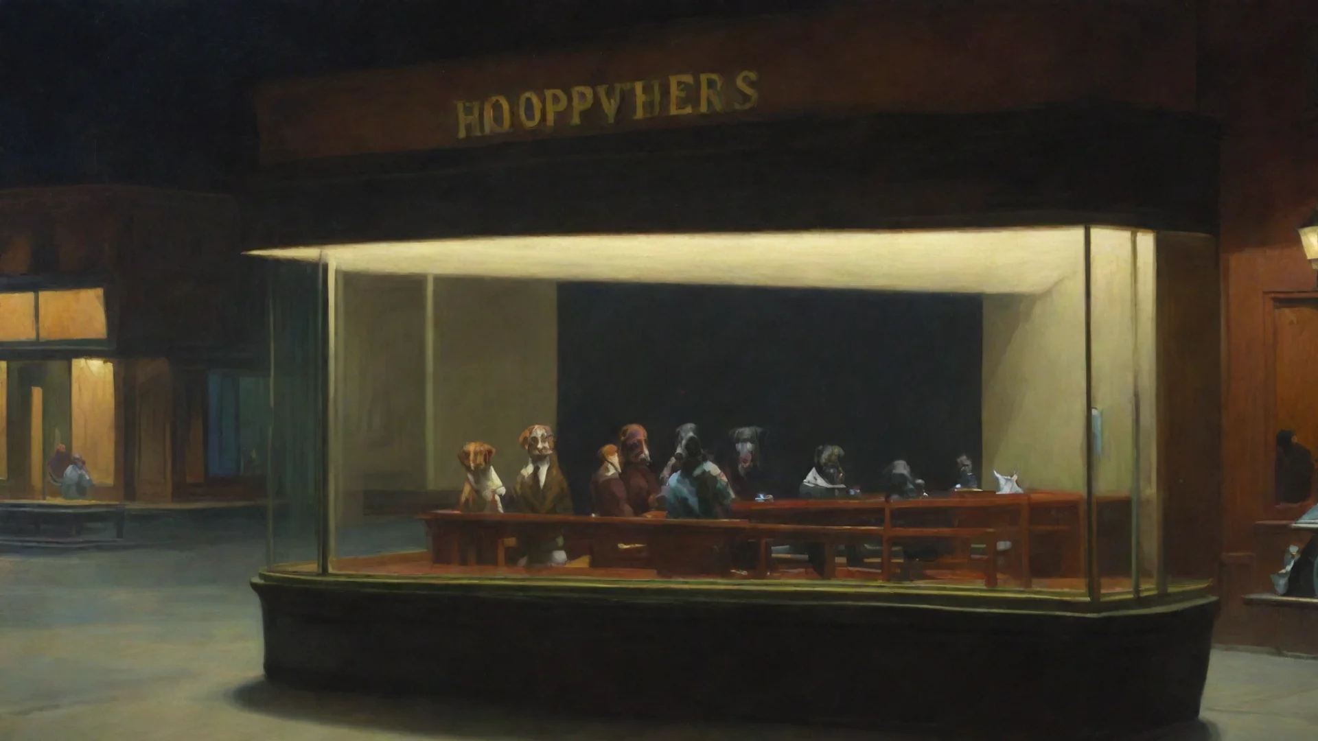 aiamazing nighthawks from hopper%2C but with dogs awesome portrait 2 wide