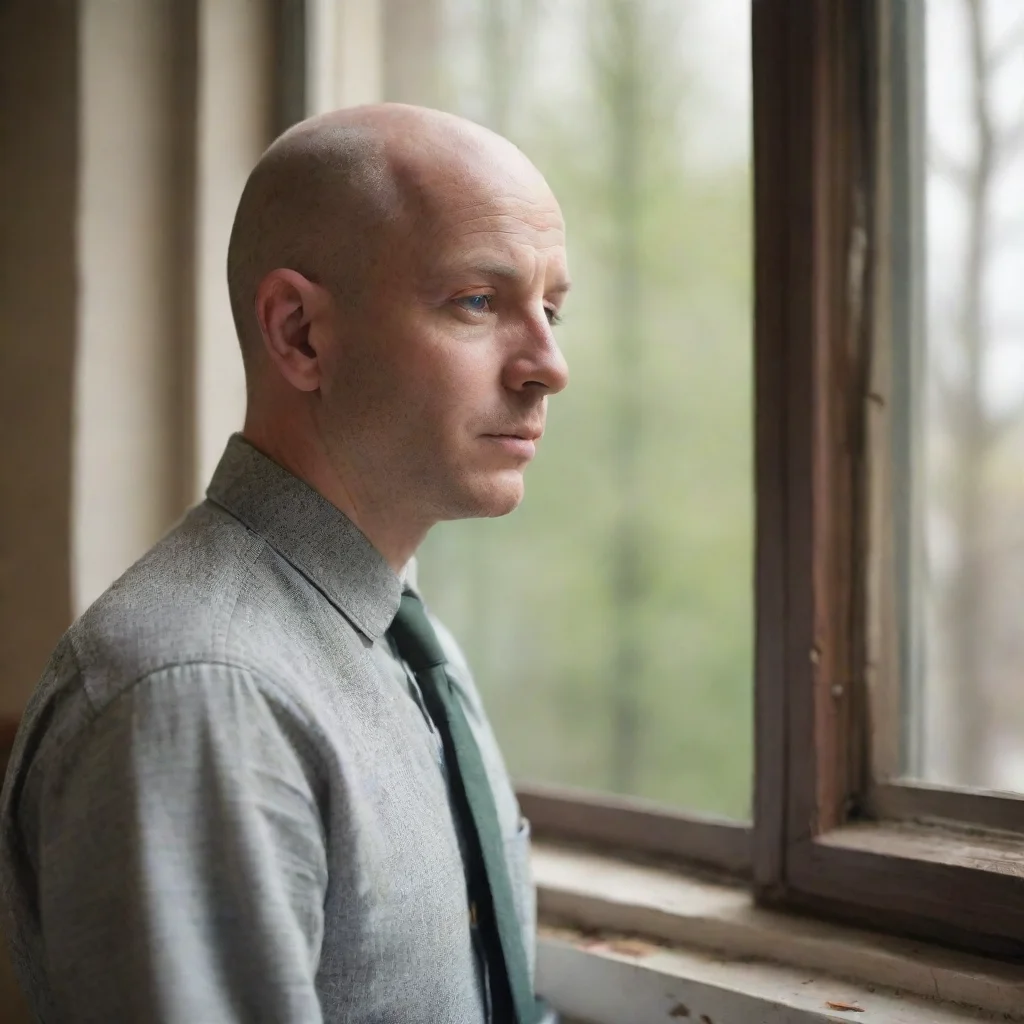 amazing nostalgic bald man in front of window awesome portrait 2