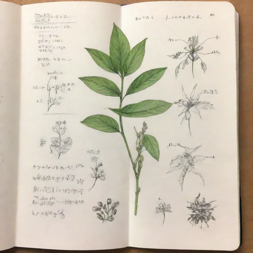 aiamazing nothighschool notebook drawing in the style of namio harukawa zineq. brush open in editor scientific botany notes and drawings field drawings botany with notesebook awesome portrait 2
