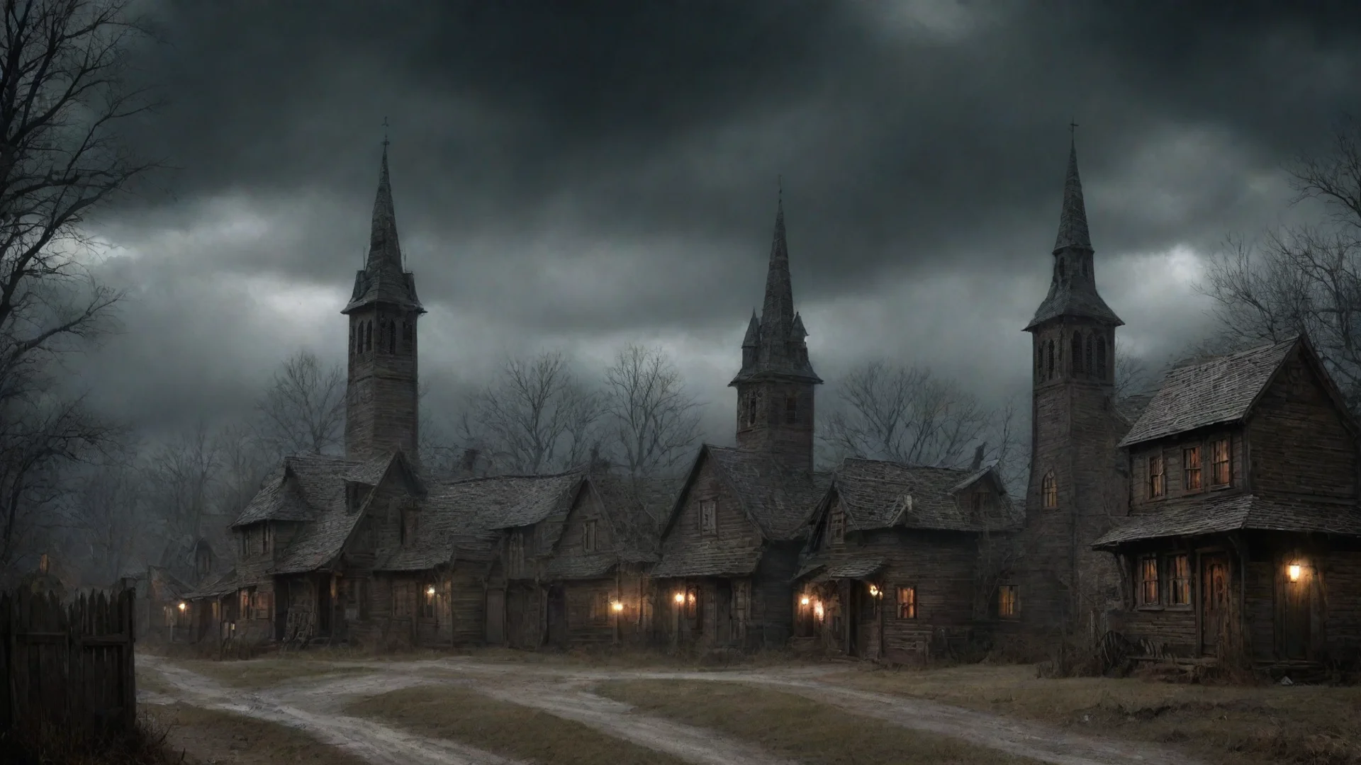 aiamazing old spooky town 1800s vampire town steeple olden days windswept hd epic awesome portrait 2 wide