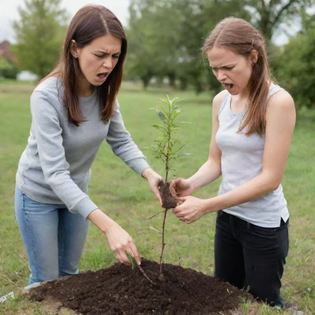amazing one guy and a girl planting a tree being angry awesome portrait 2