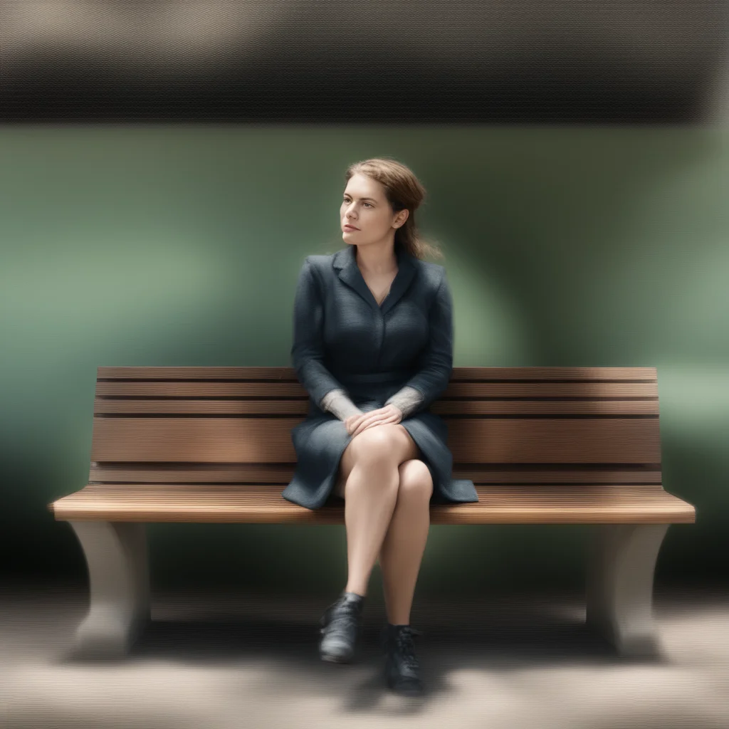 aiamazing one woman sitting on a bench awesome portrait 2