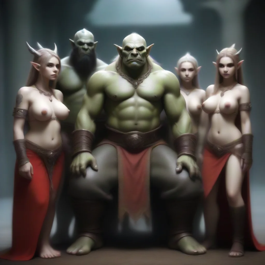 aiamazing orc king and harem of elf slaves awesome portrait 2
