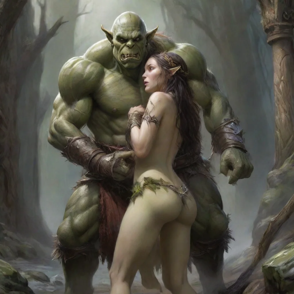 aiamazing orc king grabs elven princess from behind awesome portrait 2