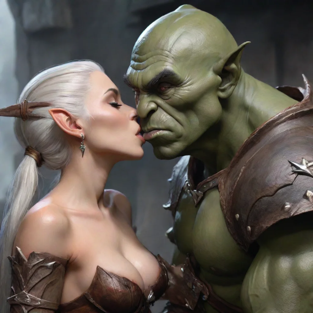 aiamazing orc kisses high elf%E2%80%99s chest awesome portrait 2