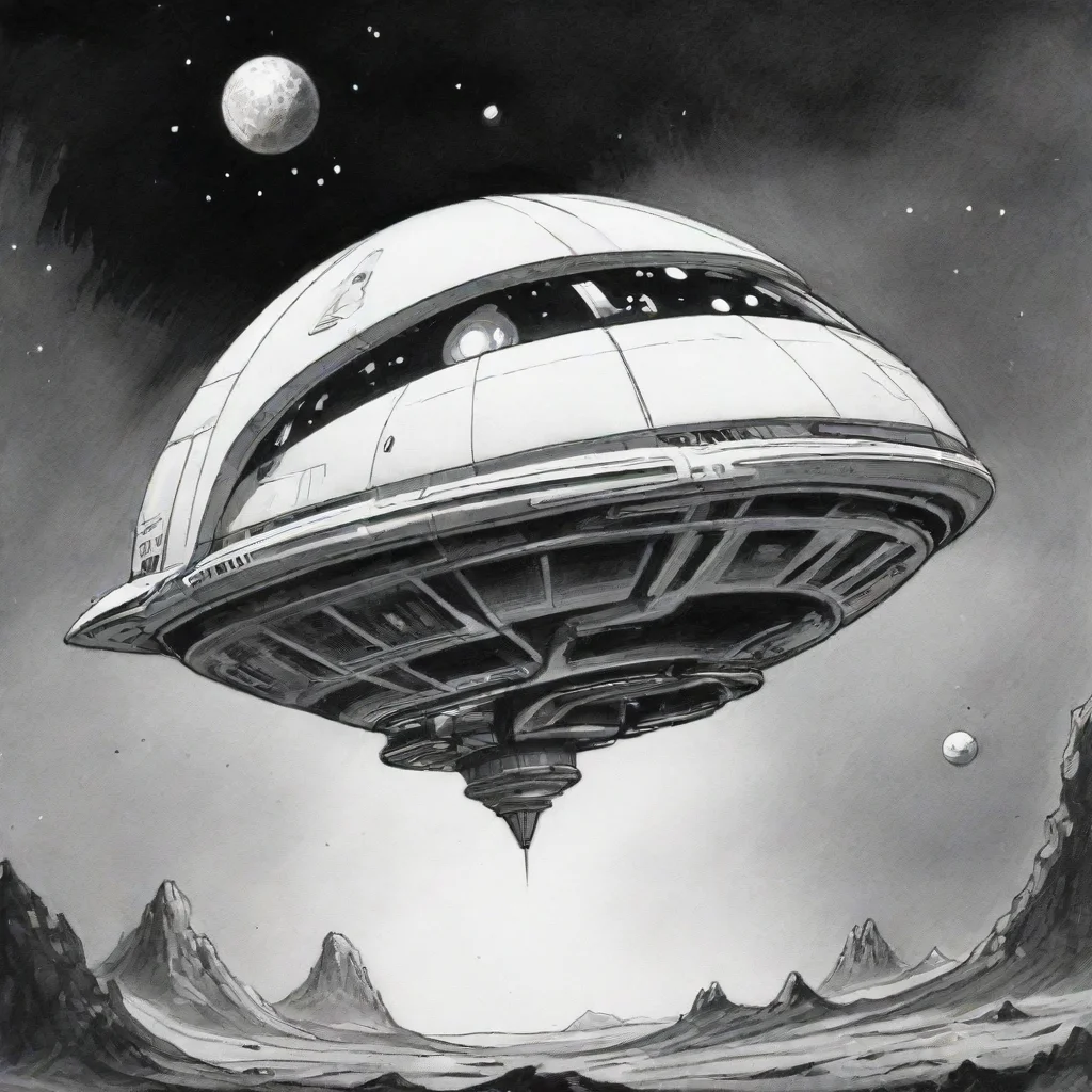 amazing perry rhodan spheric small spaceship ink cartoon style art   awesome portrait 2