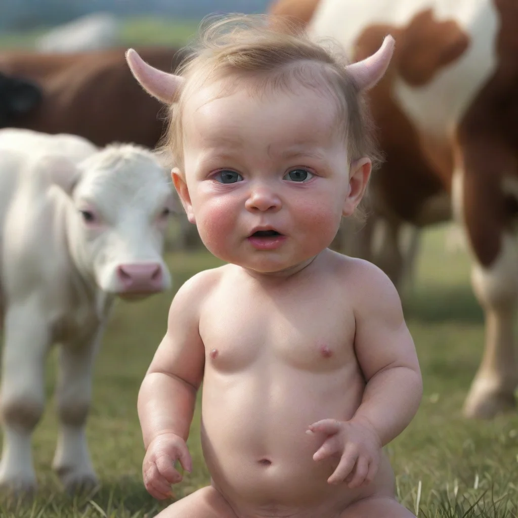 amazing photorealistic hd detailed 8k human  baby girl with cow body and cow head hot look and cow face and cow body awesome portrait 2