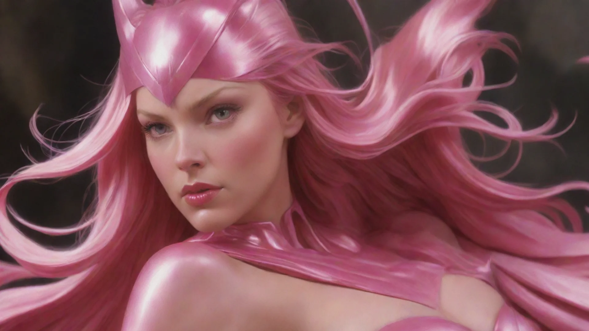 amazing pink warrior princess by artist alex ross for the avengers marvel cinematic light photographic high detail realistic ren awesome portrait 2 wide