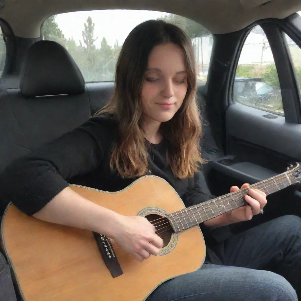 aiamazing playing guitare in a car awesome portrait 2