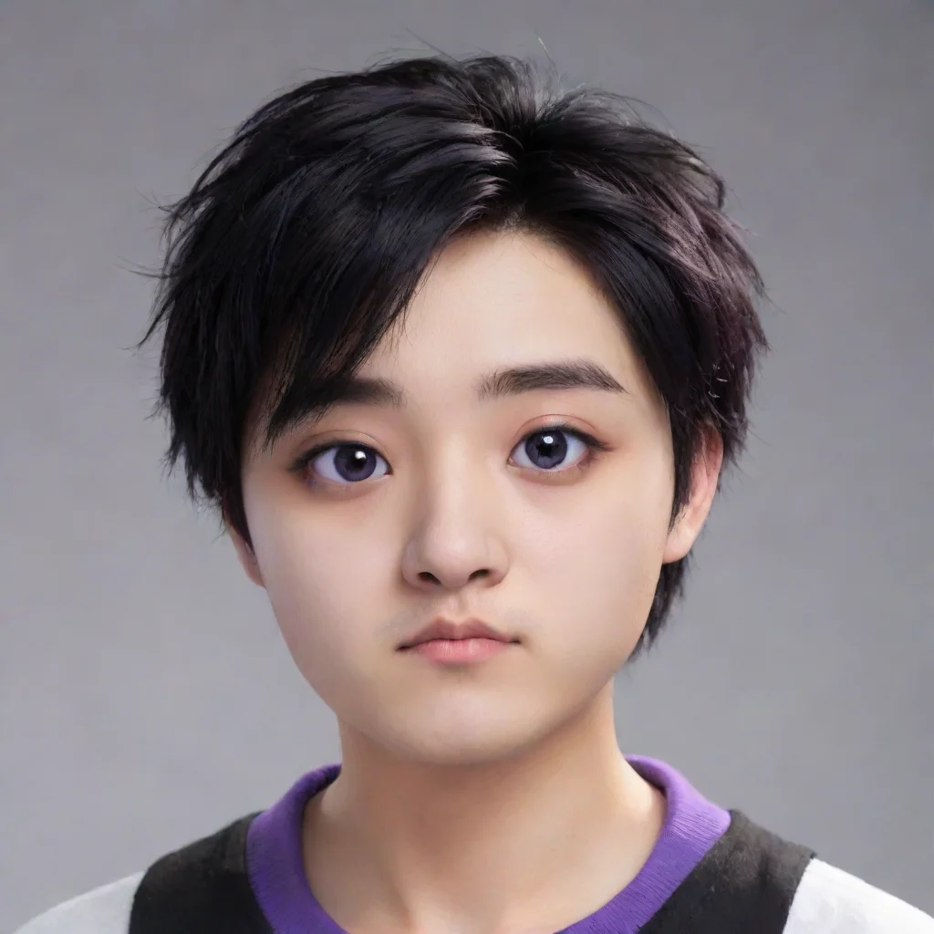 aiamazing pngtuber he is male%2C black hair slightly purple%2C black eyes%2C has panda eyes  awesome portrait 2