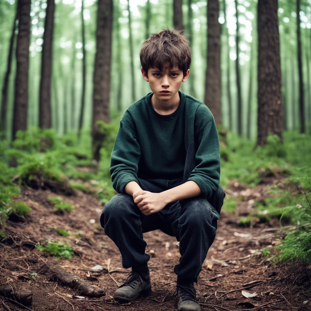 amazing poor and beautiful boy with knife in the forest awesome portrait 2