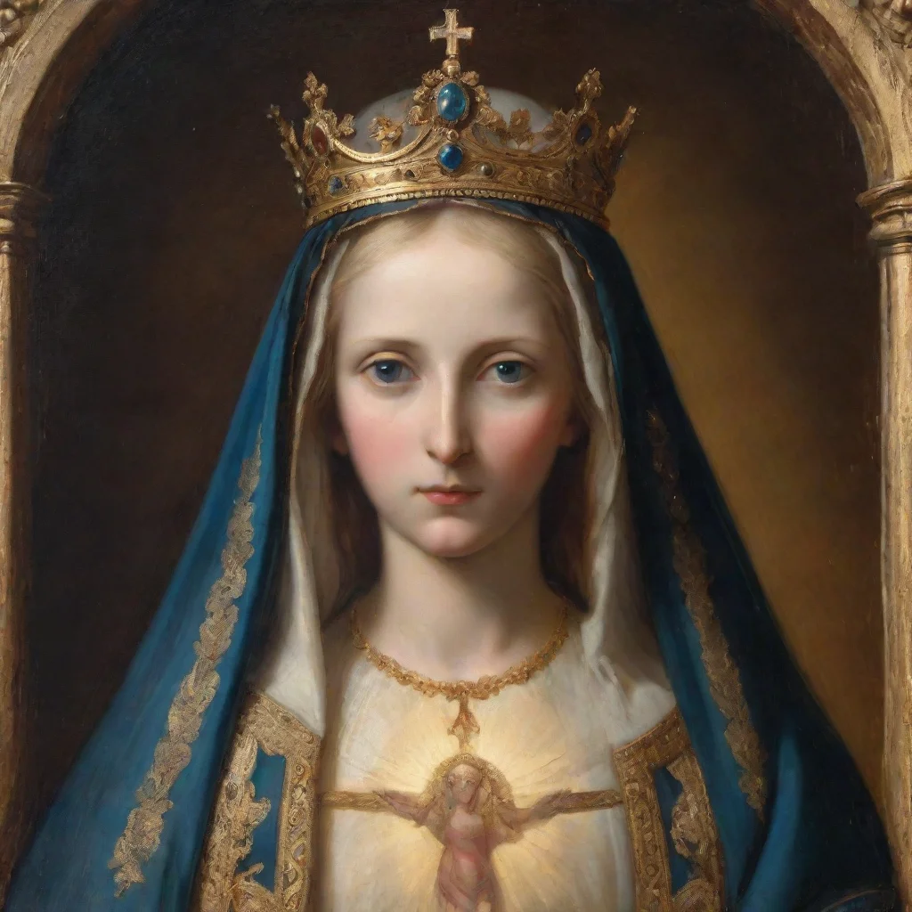 aiamazing portrait for saint mary the queen hold jesus christ in the middle with cercular light crown fron 19th century italian artest awesome portrait 2