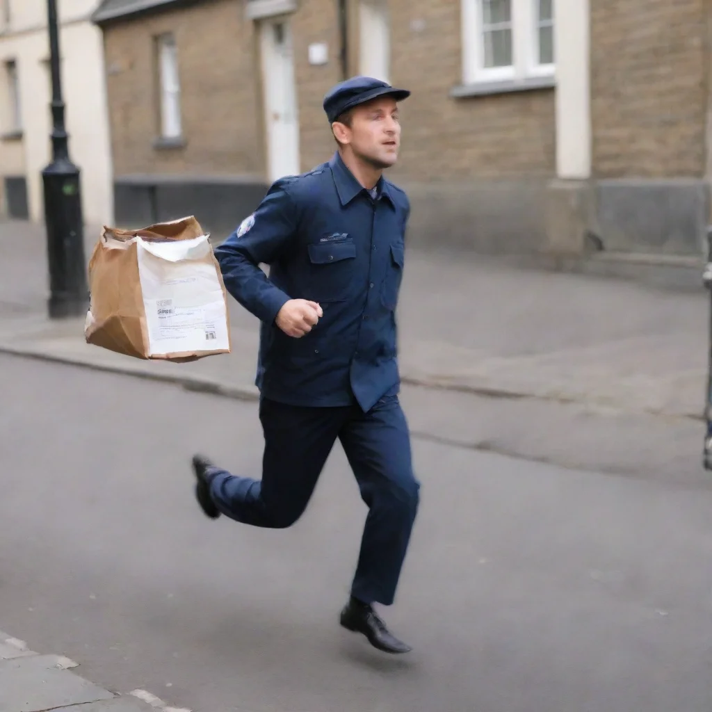 aiamazing postman running with one mail without any bag on his bag awesome portrait 2