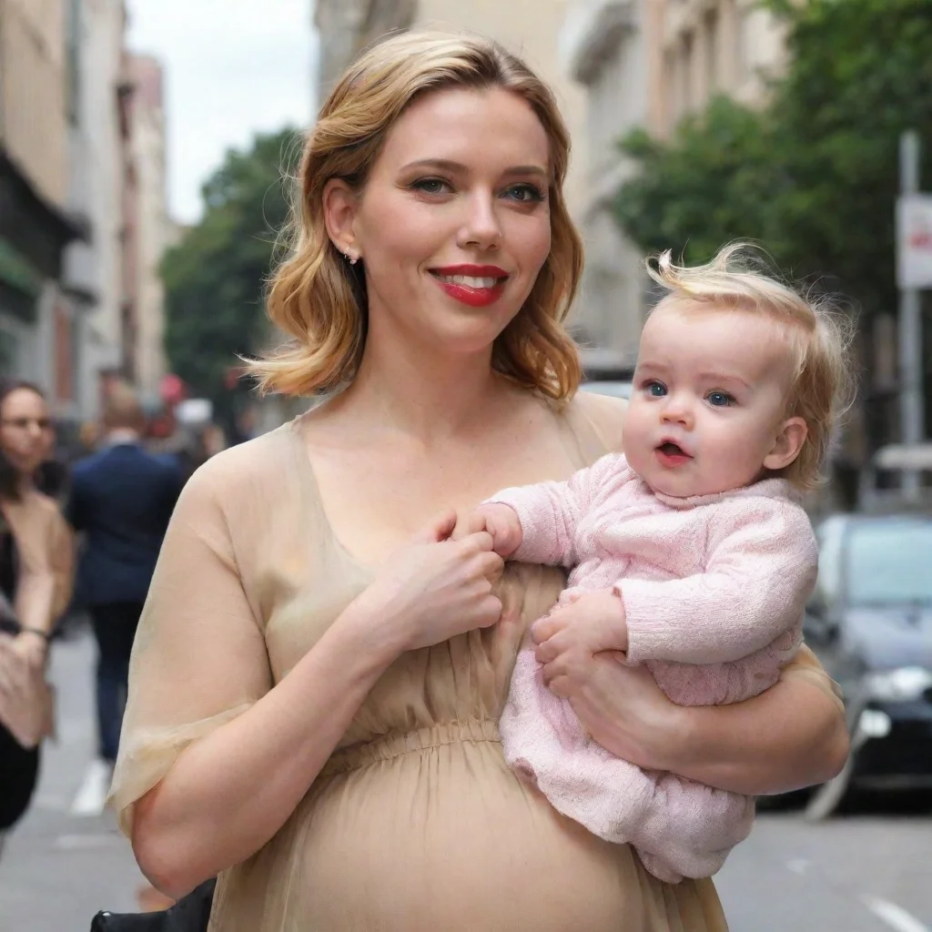 amazing pregnant scarlett johansson with her baby daughter  awesome portrait 2