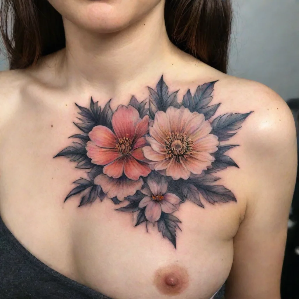 aiamazing queen flowers fine line tattoo awesome portrait 2
