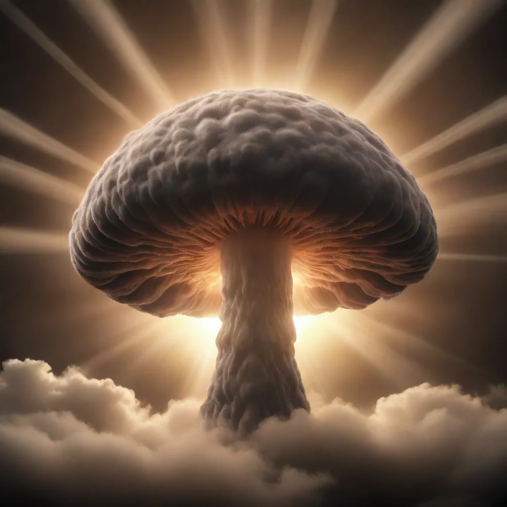 aiamazing radiation sign illustration inside mushroom cloud%2C 3d abstract awesome portrait 2
