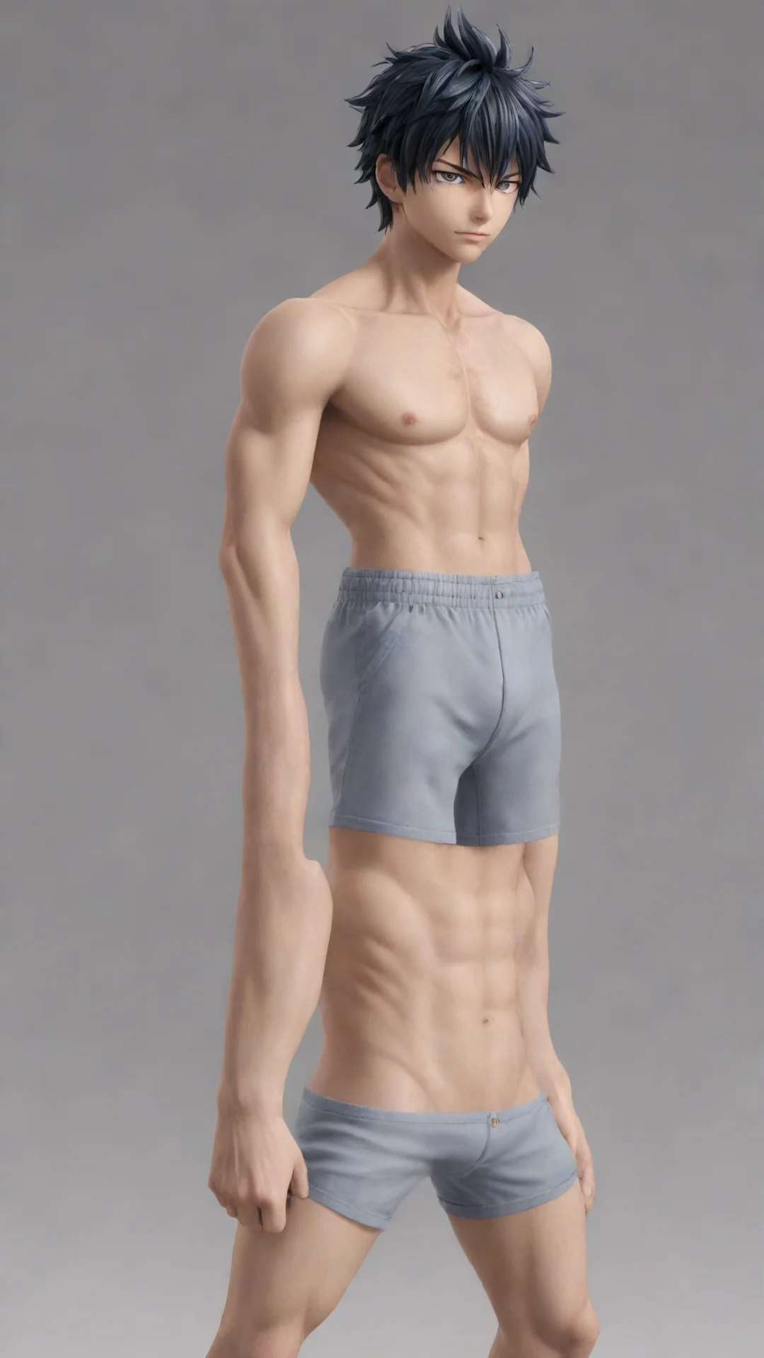 aiamazing realistic render of gray fullbuster with chesthair%2C he seems to be of italian descent. he is wearing a tight pair of boxers with bulge  awesome portrait 2 tall