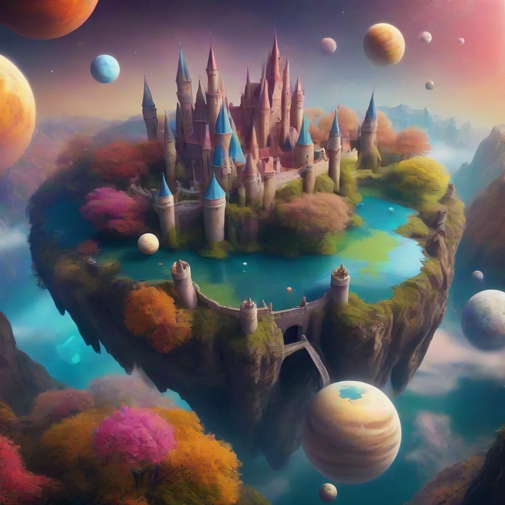 aiamazing relaxing calming colorful world with floating planets and castles awesome portrait 2