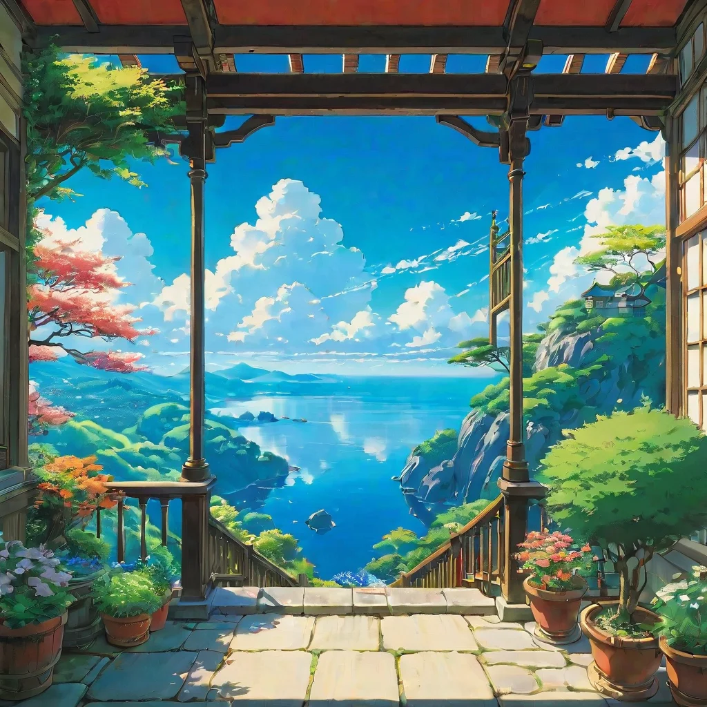 aiamazing relaxing environment studio ghibli calming lowfi calm bright clear crisp sun sky epic nice lovely artistic trending awesome portrait 2