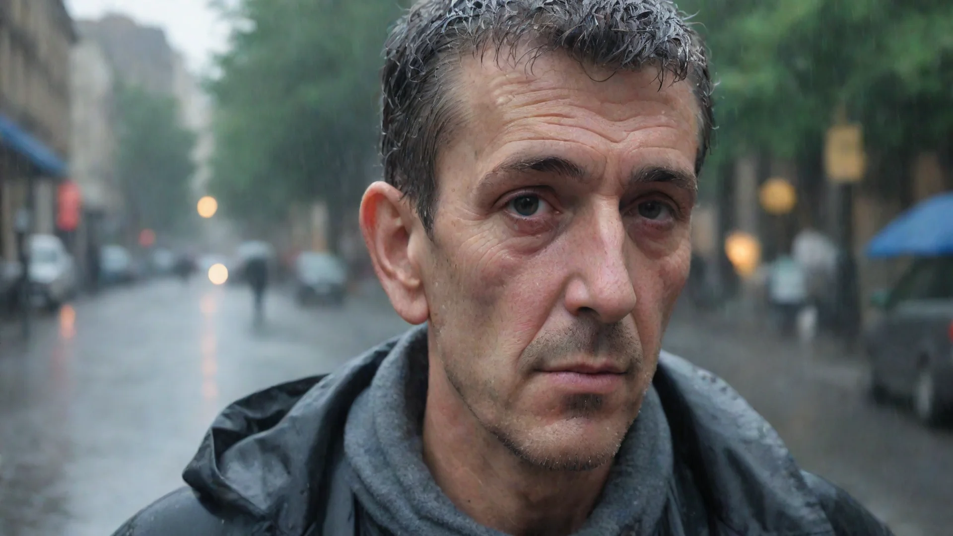 aiamazing retrato de un hombre de treinta a%C3%B1os en la ciudad. llueve. est%C3%A1 empapado awesome portrait 2 hdwidescreen