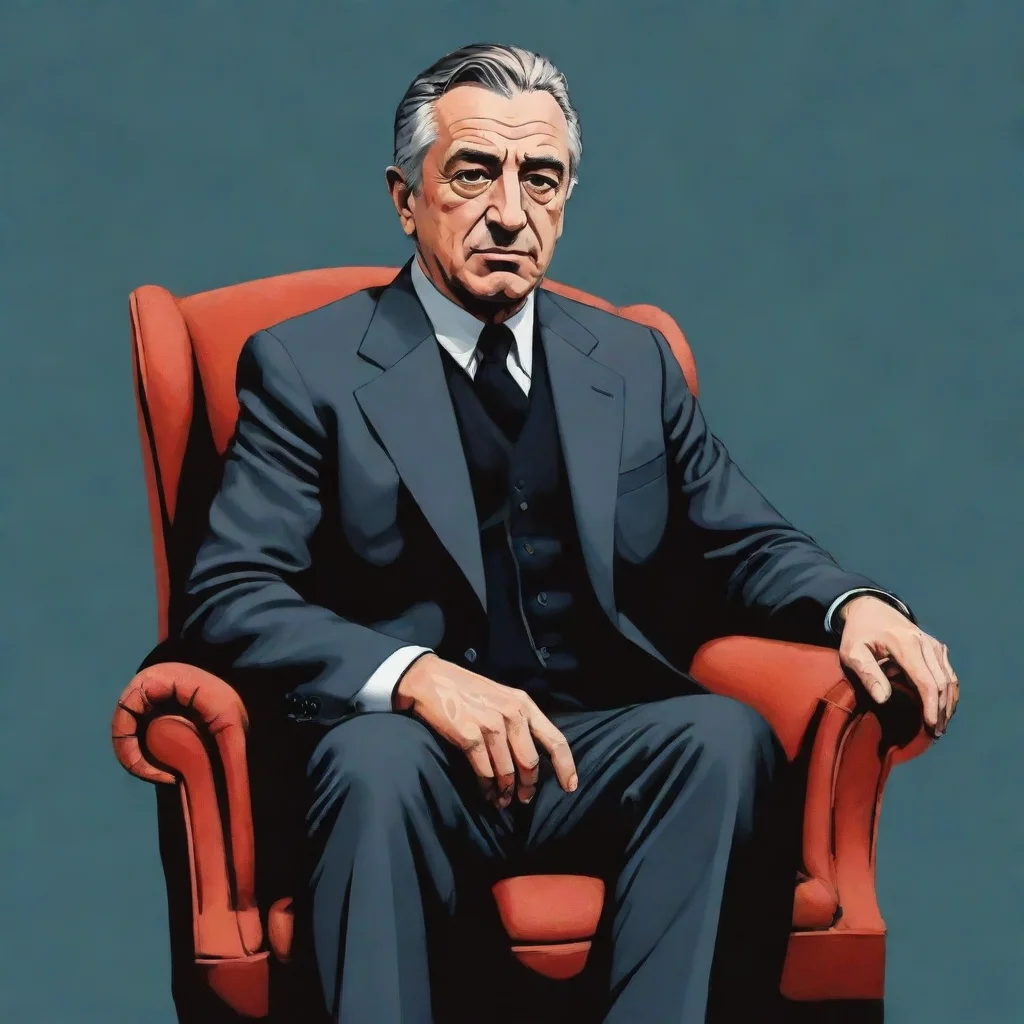 aiamazing robert de niro sitting in an armchair%2C vector illustration style poster. awesome portrait 2