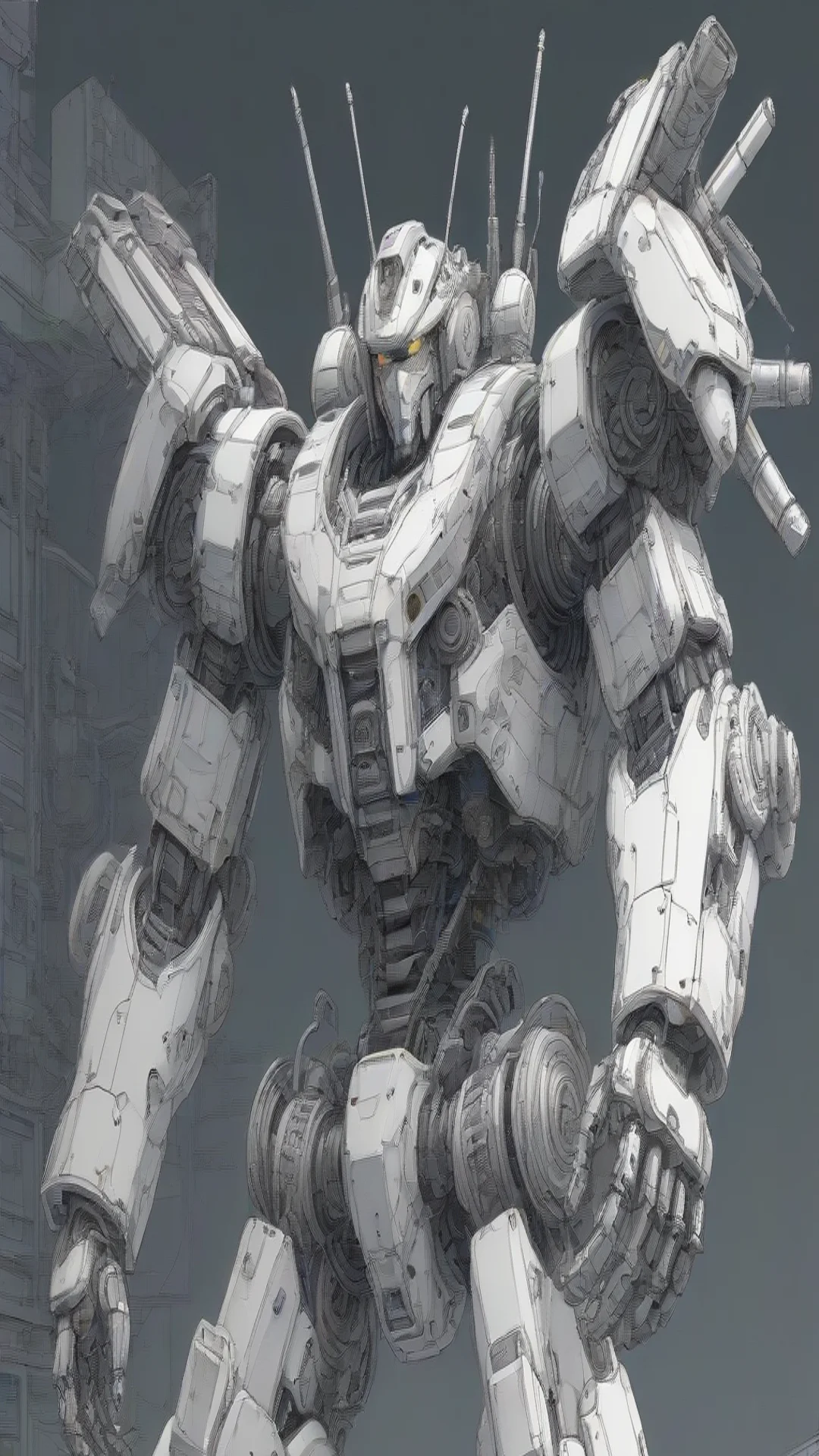 amazing robot mech mecha ai highly detailed vray cinematic linework drawing of a detailed mech in the style of katsuhiro otomo m awesome portrait 2 tall