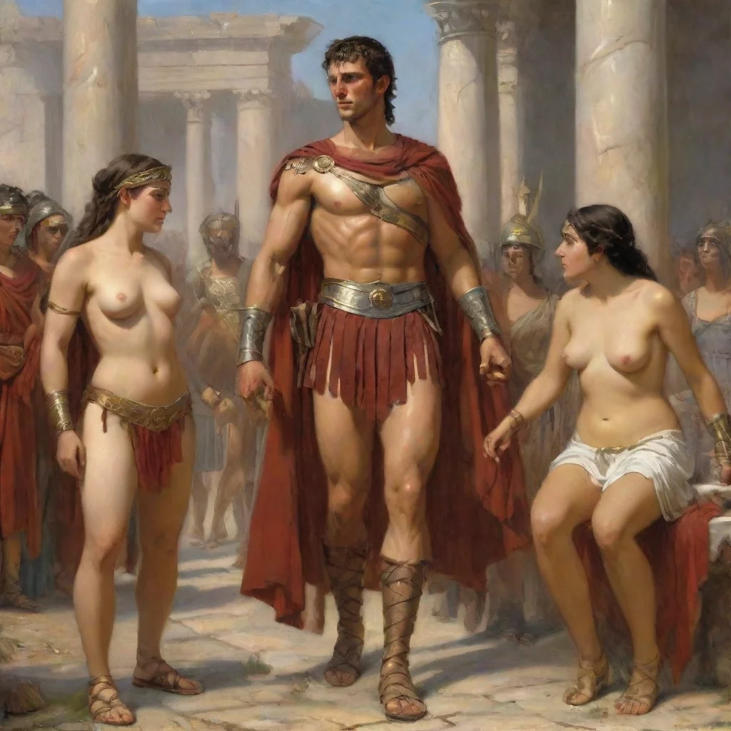 amazing roman warrior and his female slaves awesome portrait 2