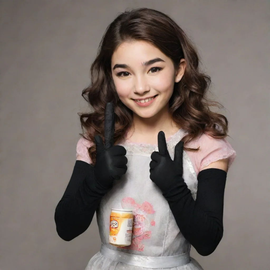 amazing rowan blanchard  from girl meets world smiling with black gloves and gun shooting mayonnaise awesome portrait 2