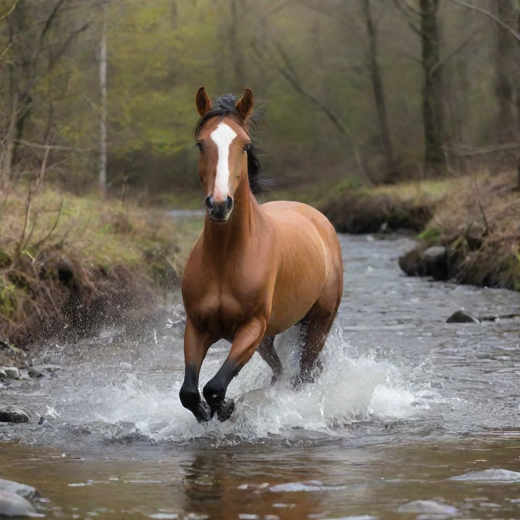 aiamazing running horse in stream awesome portrait 2