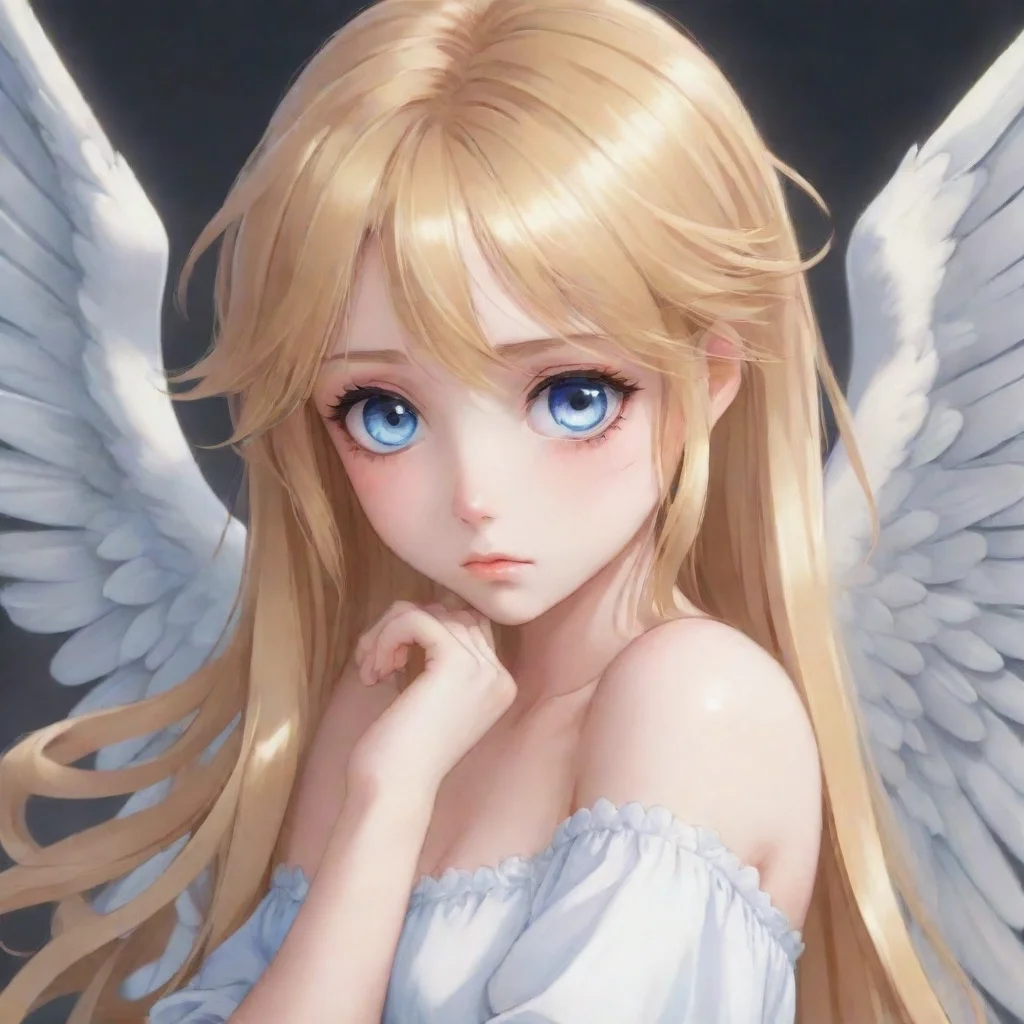amazing sad anime angel with blonde hair and blue eyes awesome portrait 2