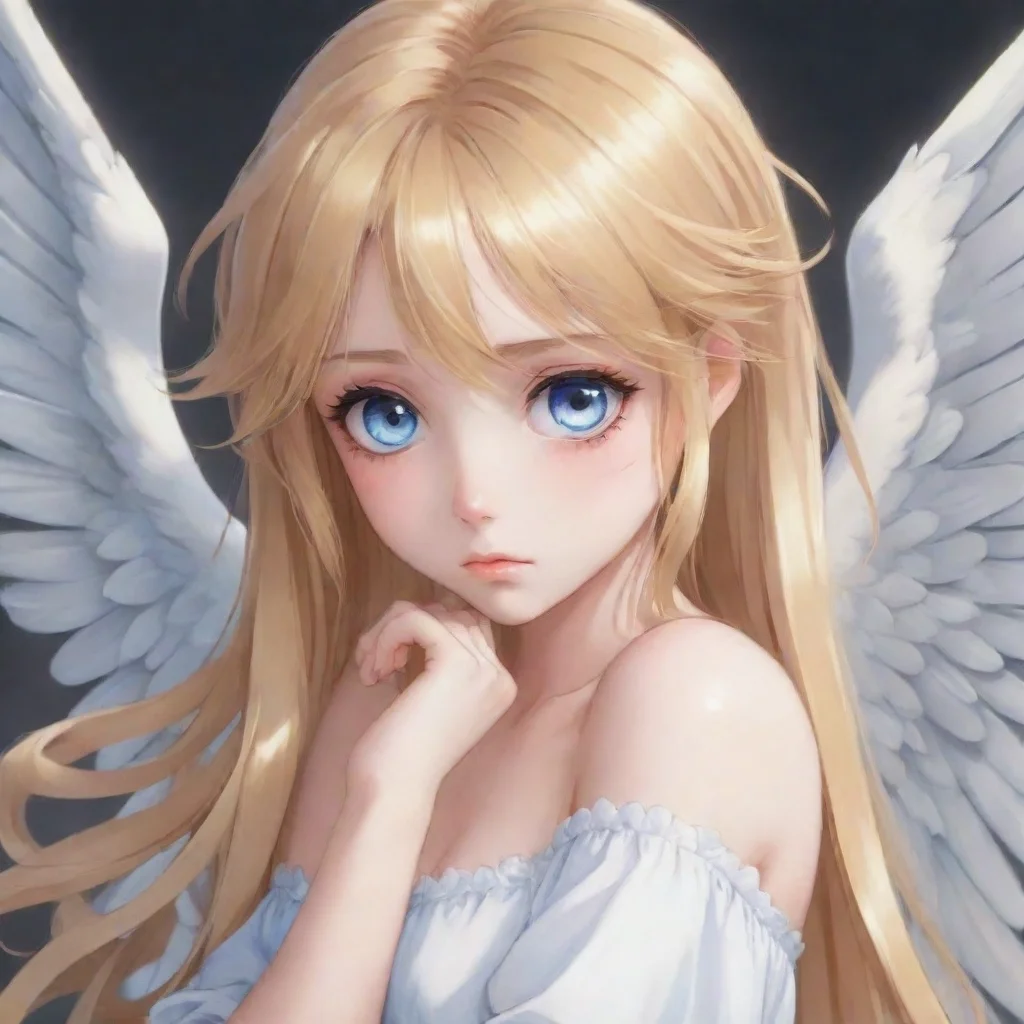 aiamazing sad anime angel with blonde hair and blue eyes awesome portrait 2