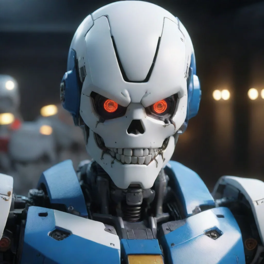 amazing sans from undertale a hyper realistic high detailed 4k octane render of a gundam robot realistic cinematic lighting skull awesome portrait 2